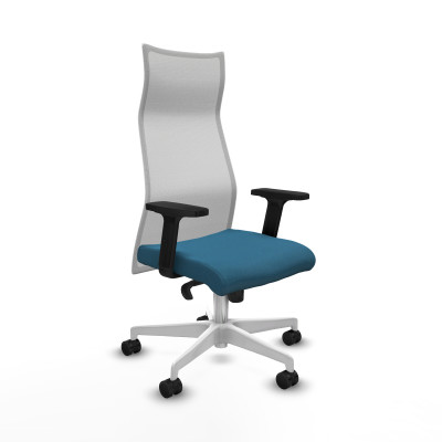 Albacete malla sincro malla blanca bali verde petroleo brazos 2D base blanca ruedas 65 mm nailon