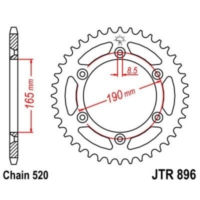 Corona JT 896 de acero con 45 dientes JTR896.45