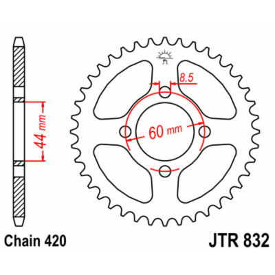 JT SPROCKETS Steel Standard Rear Sprocket 832 - 420 JTR832.50