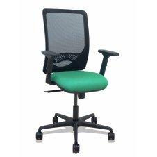 Piqueras y Crespo Silla Zulema sincro malla negra asiento bali verde esmeralda brazos 2D ruedas 65mm