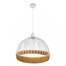 Colgante Gaston 1xe27 Blanco/natural Regx36x36cm C/metal Y Rattan