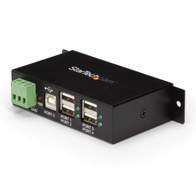 Hub Industrial de 4 Puertos USB 2.0 con Protección Antiestática ESD