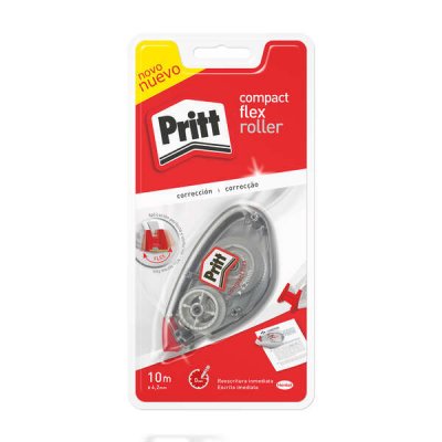Pritt Roller Compact Flex Cinta Correctora 4,2mmx10m - Punta Flexible - Correcion Suave y Limpia - Correccion en dos Sentidos