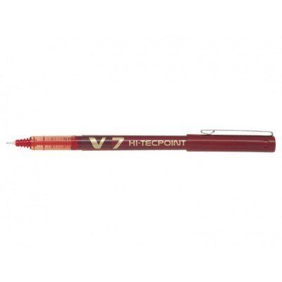 Pilot Boligrafo de tinta liquida V7 HI-Tecpoint Rollerball - Punta fina de aguja 0.7mm - Trazo 0.5mm - Color Rojo