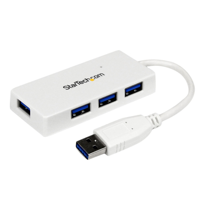 Adaptador Concentrador Hub Ladrón USB 3.0 (5Gbps) Super Speed para Laptop de 4 Puertos Salidas - Blanco