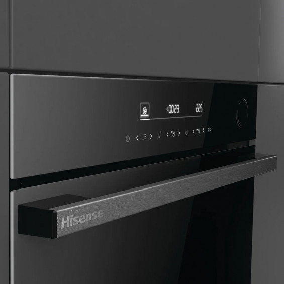 Horno pirolítico Hisense BSA66346PBGWIFI, 77 litros, vapor con depósito, WiFi, sonda térmica, Air Fry, guía telescópica, clase A+, cristal negro - imagen 3