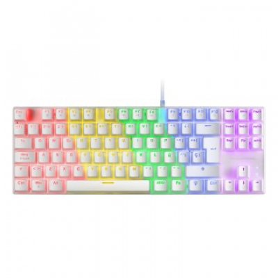 TECLADO MECANICO COMPACKTO TKL MARS GAMING MK80 ITALIANO WHITE ILUMINACION 12EFECTOS SWITCH MARRON
