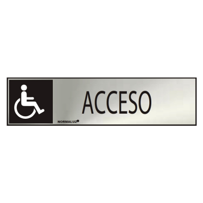 Cartel informativo acceso discapacitados (inox adhesivo 0.8mm) 5x20cm normaluz