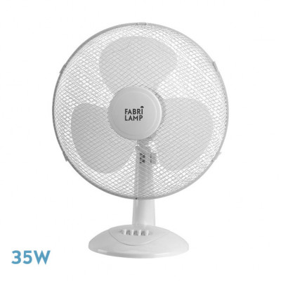 Ventilador Sobremesa Cape Mediano Blanco 3vel 35w Oscilante 3 Aspas Blancas 47,5x34x20cm