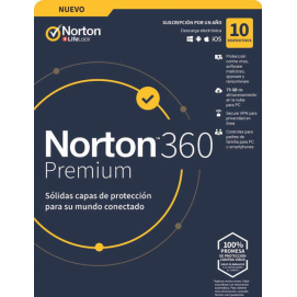 Antivirus Norton 360 Premium, 10 dispositivos, 1 usuario, 75GB, Windows, Mac iOS, Android