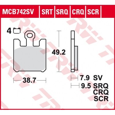 Pastillas de freno delanteras sinterizadas serie SRT TRW MCB742SRT