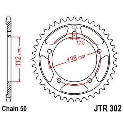 Corona templada por inducción con acabado cincado negro JT SPROCKETS JTR302.44ZBK