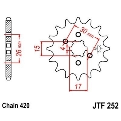 Piñon JT 252 de acero con 12 dientes JTF252.12
