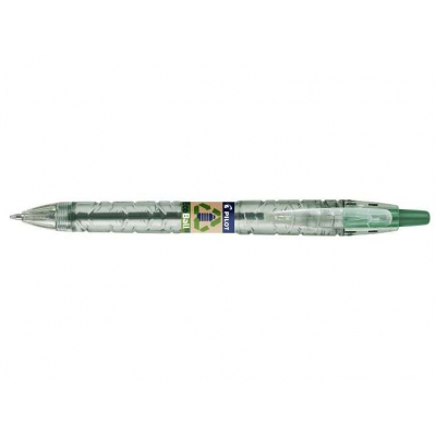 Pilot Boligrafo de Bola Retractil B2P Ecoball BeGreen - Punta Redonda 1mm - Trazo 0.27mm - 86,64% de Plastico Reciclado - Recargable - Color Verde