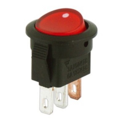 Interruptor Basculante Unipolar ON-OFF Luminoso Rojo 3A
