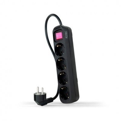 Regleta 4 tomas 1.4m con interruptor nanocable negro 4 tomas - 250v - proteccion