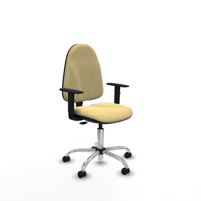 Algarra CP similpiel crema brazos 1D base cromada ruedas engomadas 50mm