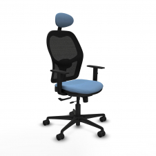 Piqueras y Crespo Jorquera traslack malla negra bali azul cielo brazos 1D base nailon cabecero fijo ruedas 65mm nailon