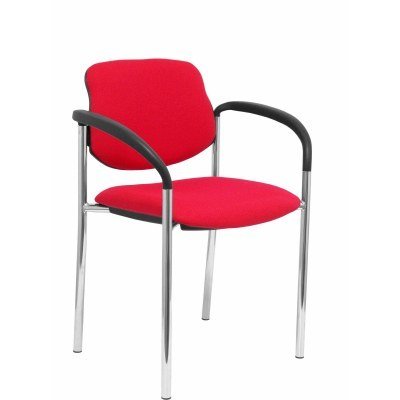 Silla fija Styl bali rojo chasis cromo con brazos
