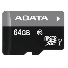 MEMORIA FLASH ADATA PREMIER, 64GB MICROSDXC UHS-I CLASE 10, CON ADAPTADOR AUSDX64GUICL10-RA1