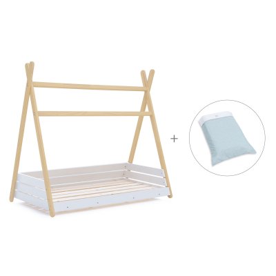 Cama júnior Montessori madera 90x200 cm + nórdico Mint · Homy Life XL