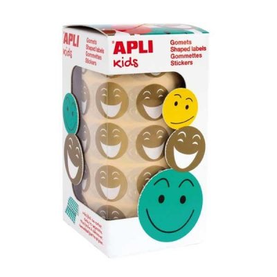 APLI R.900 GOMETS REMOVIBLES CIRCULARES CARAS FELIZ DIAM 20MM ORO