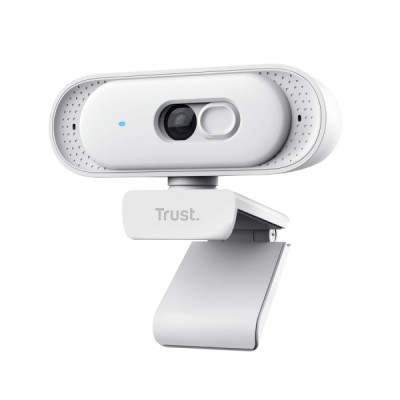 Trust Tomar Webcam QHD 2K - Cable 2m - Microfono Incorporado - Balance de Blancos Automatico - Modo de Privacidad - Rosca 1/4 - Campo de Vision de 76 Grados - 53x55x93mm - Color Blanco