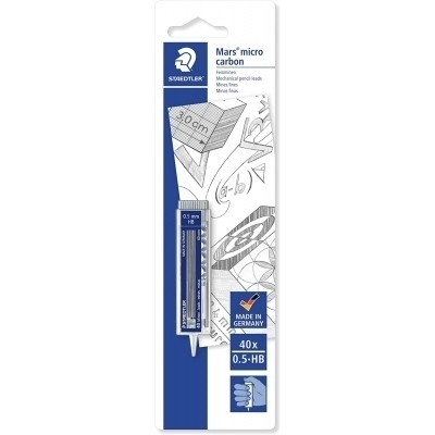 Staedtler Micro Carbon 255 Dispensador de Minas con 40 Minas - Mina HB de 0.5mm - Rellena las Minas Individualmente - Resistencia a la Rotura - 90% Procedente de Materiales Naturales