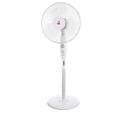VENTILADOR DE PIE FM P-40 BLANCO - 50W - 3 NIVELES POTENCIA - Ø ASPAS 40CM - ALTURA REGULABLE - TEMPORIZADOR 120 MIN - BASE REDONDA
