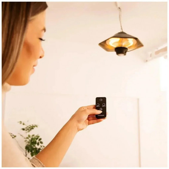 Calefactor de exterior halógeno Cecotec ReadyWarm 2000 Power Ceiling, 2.000 W, 3 potencias, con mando a distancia, negro - imagen 6