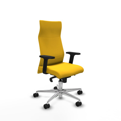 Albacete dirección sincro similpiel amarillo brazos 2D base aluminio ruedas 65 nailon
