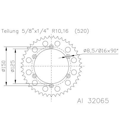 Corona ESJOT Aluminio azul 51-32065-51BL dientes 51-32065-51SBL