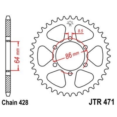 Corona JT 471 de acero con 45 dientes JTR471.45