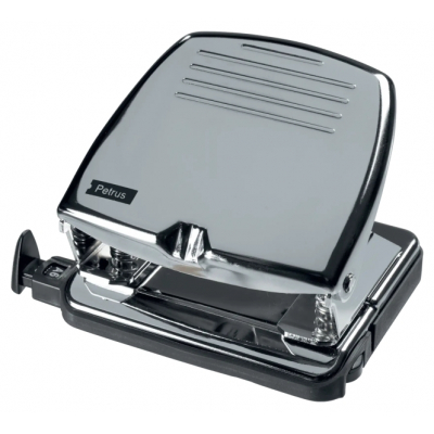 Petrus 65C Taladro Perforador - Hasta 20 Hojas - Marcas de Formato - Punzones 5.5mm - Color Cromado