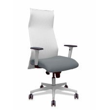 Piqueras y Crespo Sillón Sahuco blanco bali gris brazos blancos base blanca ruedas parqué 65mm