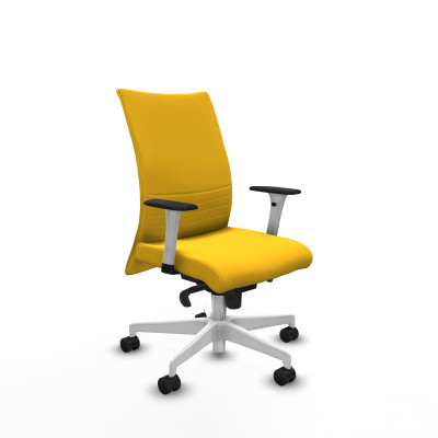 Albacete confidente sincro similpiel amarillo brazos 1D blancos base blanca ruedas 65 mm nailon