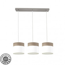 Regleta Cloe 3xe27 Niquel/blanca-madera Gris Regx60x16 cm