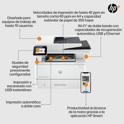 HP 4RA87F#B19  HP Color LaserJet Pro Impresora 4202dn, Color, Impresora  para Pequeñas y medianas empresas, Estampado, Impresión desde móvil o  tablet; Impresión a doble cara; Bandejas de alta capacidad opcionales