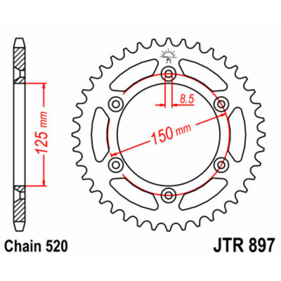 Corona JT 897 de acero con 50 dientes JTR897.50