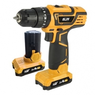 Blim Taladro Percutor a Bateria 16V 2Ah - 30Nm Par Maximo - 2 Velocidades 0-400/0-1500rpm - Incluye 2 Baterias y Maletin de Transporte