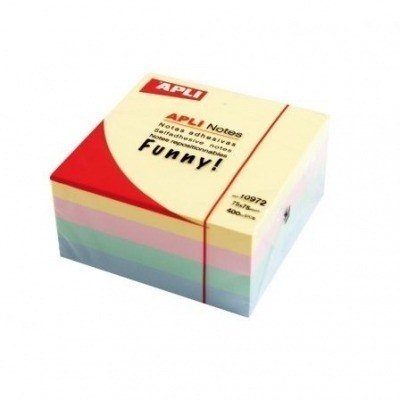 Notas Adhesivas Apli 10972/ 7.5 x 7.5cm/ 4 unidades/ 4 Colores Pastel