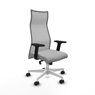 Albacete malla sincro malla gris bali gris claro brazos 2D base blanca ruedas 65 mm nailon