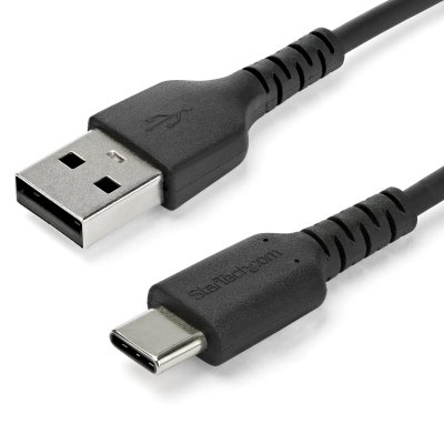 Cable de Carga USB-A a USB-C de 2m - Cable de Carga Rápida y Sincronización USB 2.0 de Servicio Pesado - Cable de Datos USB 2.0- Resistente con Fibra de Aramida - M/M - 3A - Negro