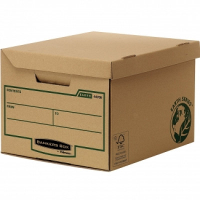 Fellowes pack 10 Bankers Box Earth Series Maxi Contenedor de Archivos Automontable - Tapa Fija - Admite hasta 6 Caja de Archivo Definitivo 80mm - Carton Reciclado Certificacion FSC