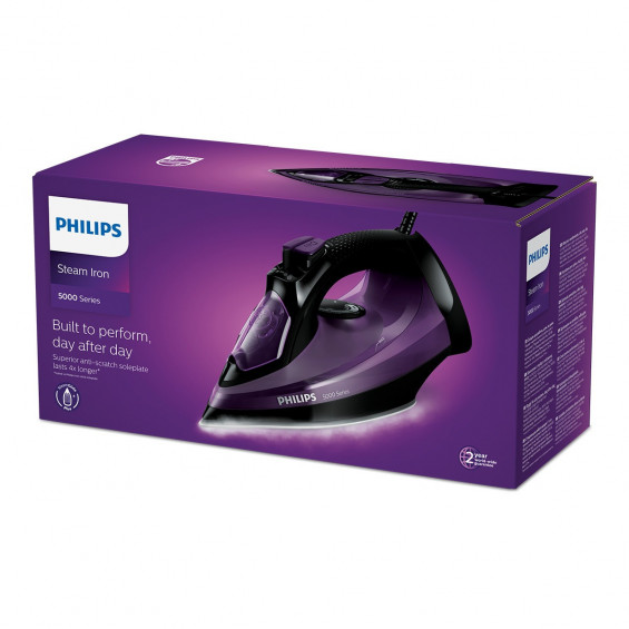 Plancha de vapor Philips DST5030/80, 2400W, golpe de vapor 180 gr/min, vapor continuo 45 gr/min, negro y morado - imagen 6