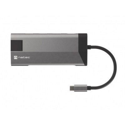 ADAPTADOR NATEC FOWLER PLUS USB-C-> 3XUSB 3.0,HDMI 4K,USB-C PD,RJ45,SD,MSD