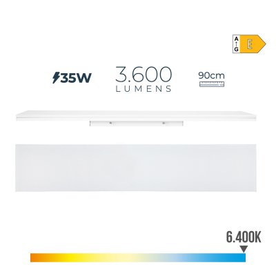 Regleta led 35 w 6400 k luz fria 3600 lm 12 x 90 x 4,5 cm