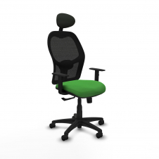 Piqueras y Crespo Aloc?n sincro malla negra bali verde brazos 1D base poliamida cabecero fijo ruedas nailon 50mm