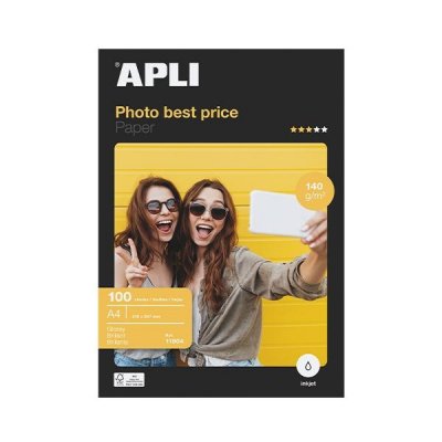 Papel Fotográfico Apli 11804/ DIN A4/ 140g/ 100 Hojas/ Brillante