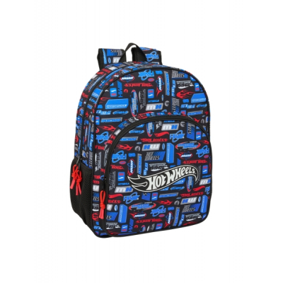 Safta Hot Wheels Mochila Infantil - Adaptable a Carro - Asa de Mano - Bolsillos Laterales - 33x42x14cm